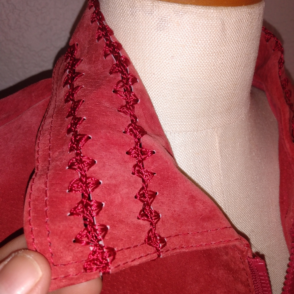 New No Tags Ameri Mode Red Leather Jacket Sz S - image 3